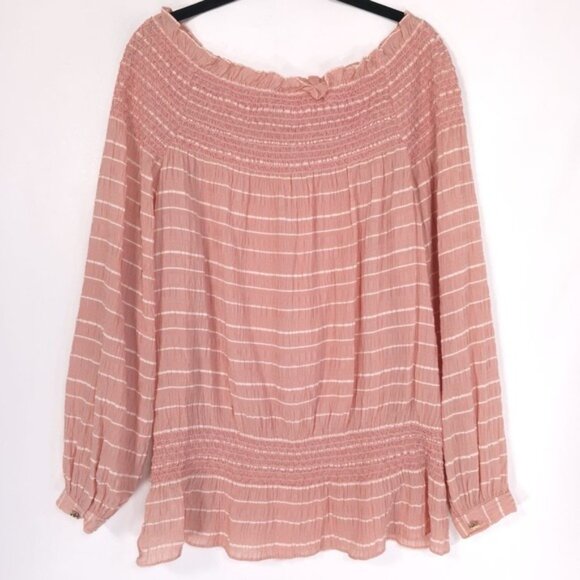 TORY BURCH Women's Top Size 6 SILK Blend Pink Chiffon LS Off Shoulder 13121197 - Picture 4 of 15